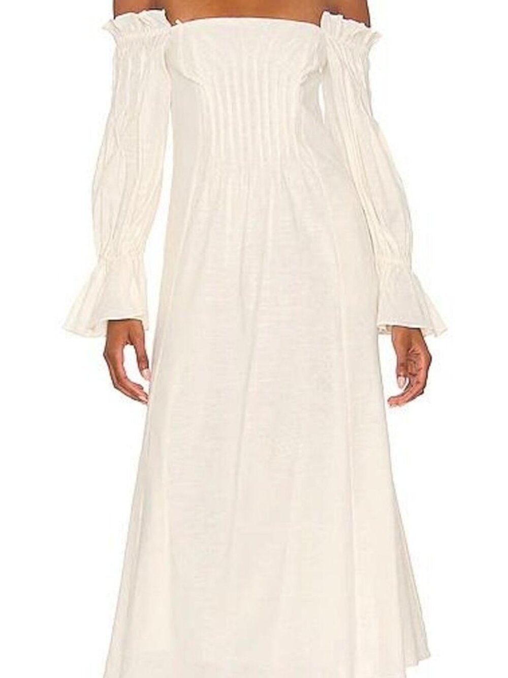 Cult Gaia White Off the Shoulder Ruffle Midi Dress 0